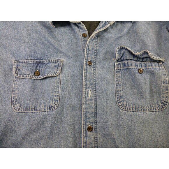 Wolverine Denim Shirt Jacket XXL Fleece Lined Button Up Workwear Coat - Picture 8 of 13